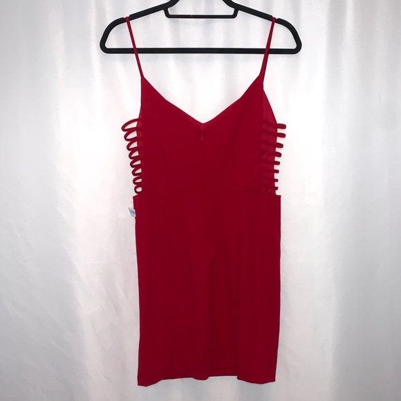 Jump Apparel Red Cut Out Sides Sexy Mini Dress Size Medium - Picture 2 of 5